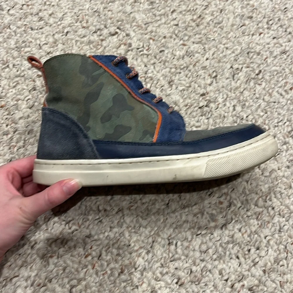 Mini Boden Boys Suede Chukka Boots Sz EU 37 US 5 Lace Side Zip Camo